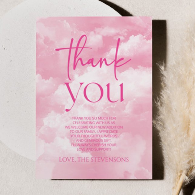 Wir sind auf Cloud Nine Sparkle Clouds Baby Dusche Dankeskarte (Von Creator hochgeladen)