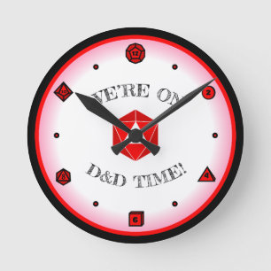 Wir sind auf D&D Time - RED Runde Wanduhr