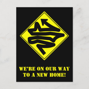 "WIR SIND AUF DEM WEG ZU EINER NEUEN ZUHAUSE!" ANKÜNDIGUNGSPOSTKARTE
