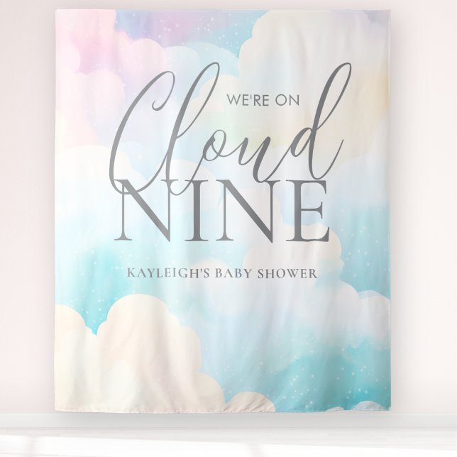 Wir sind auf der Cloud Nine Baby Shower Backdrop Wandteppich (Von Creator hochgeladen)