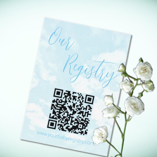 Wir sind auf der Cloud Nine Baby Shower Registry Begleitkarte (Von Creator hochgeladen)