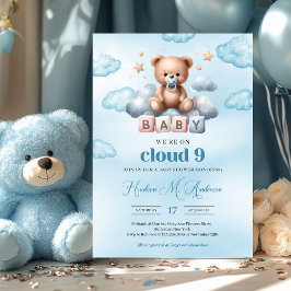 Wir sind auf Wolke neun brauner Teddybär auf Wolke Einladung