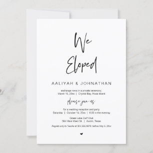 Wir sind ausgerissen, schwarze Schrift, Hochzeit-E Einladung