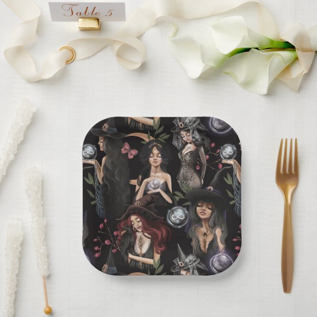 Wir sind die Töchter von Hexen, die man nicht bren Pappteller (Hochzeit)