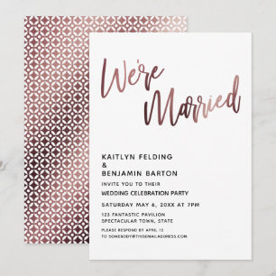 Wir sind die Verheiratete Rose Gold Wedding Recept Einladung