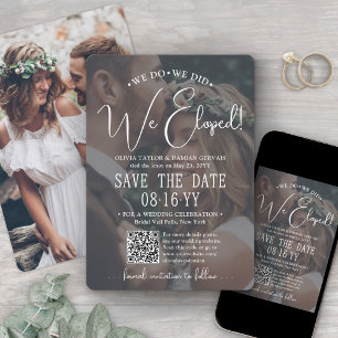 Wir sind durchgebrannt! QR-Code Foto-Overlay Hochz Save The Date