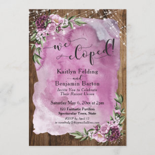 Wir sind durchgebrannt! Rustikale Wasserfarben Blu Einladung