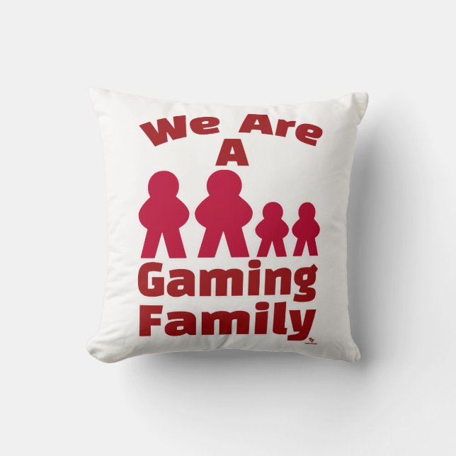 Wir sind eine Spielfamilie Spaß Meeple Art Kissen (Vorderseite)