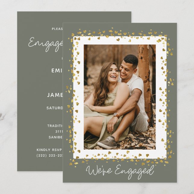 Wir sind eine Verlobte Personalisierte Foto-Engage Einladung (Vorne/Hinten)
