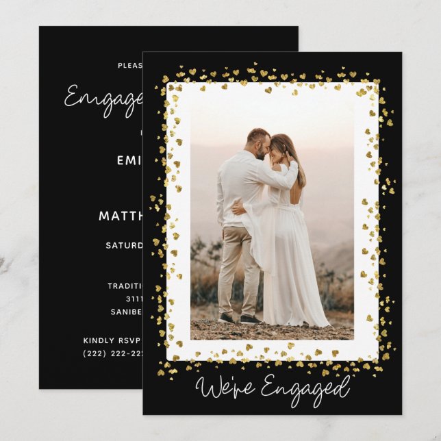 Wir sind eine Verlobte Personalisierte Foto-Engage Einladung (Vorne/Hinten)