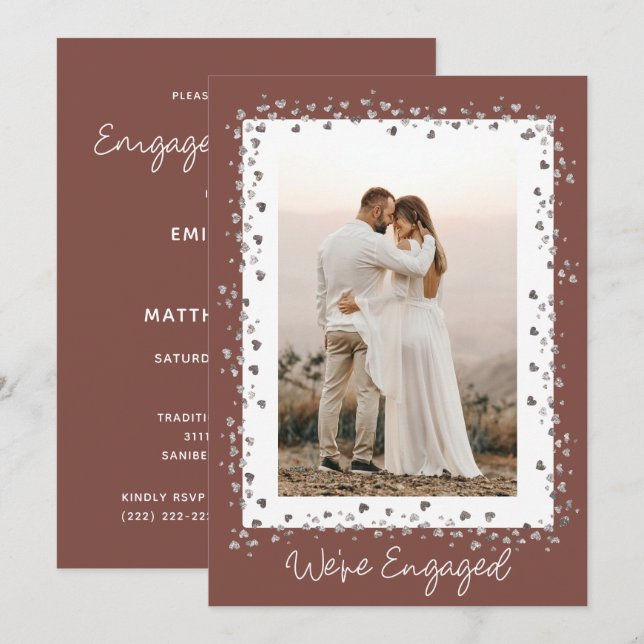 Wir sind eine Verlobte Personalisierte Foto-Engage Einladung (Vorne/Hinten)