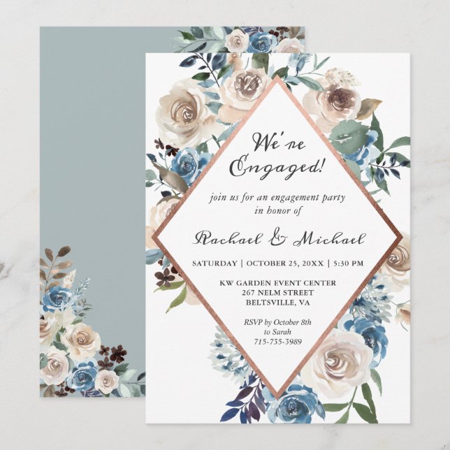 Wir sind eine Verlobte Rustikal Boho Floral Engage Einladung (Vorne/Hinten)