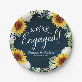 Wir sind eine Verlobte Rustikal Sunflowers Engagem Pappteller