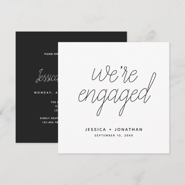 Wir sind eine Verlobte, simple Engagement Party-Ka Einladung (Vorne/Hinten)
