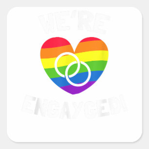 Wir sind engayged Gay Verlobung Quadratischer Aufkleber