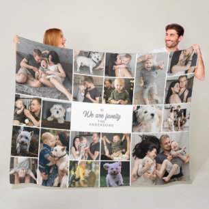 Wir sind Familie Benutzerdefinierter Text 20-Foto- Fleecedecke