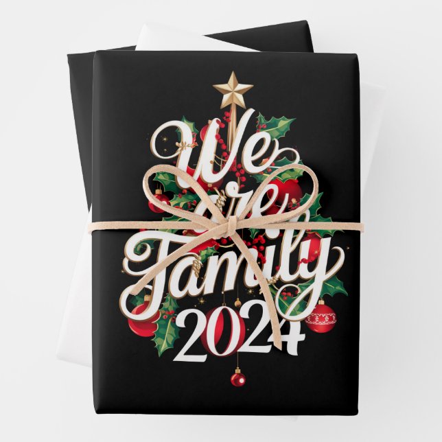 Wir sind Familie Weihnachten 2024 Matching Pajama Geschenkpapier Set (Beispiel)
