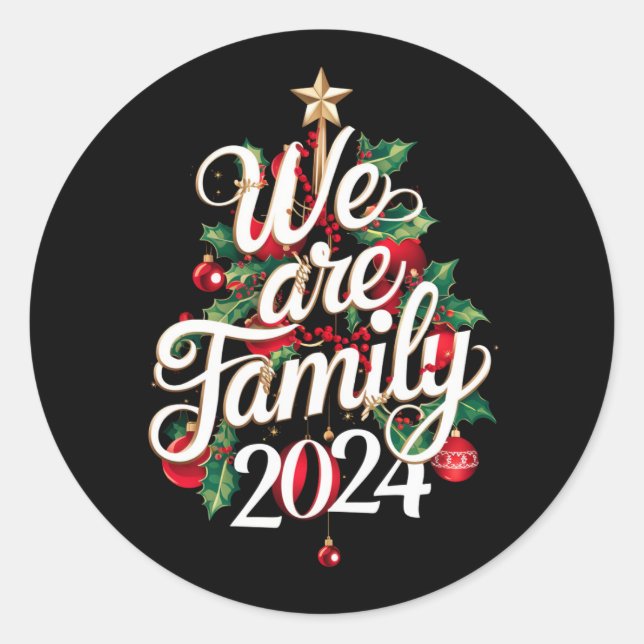 Wir sind Familie Weihnachten 2024 Matching Pajama Runder Aufkleber (Vorderseite)