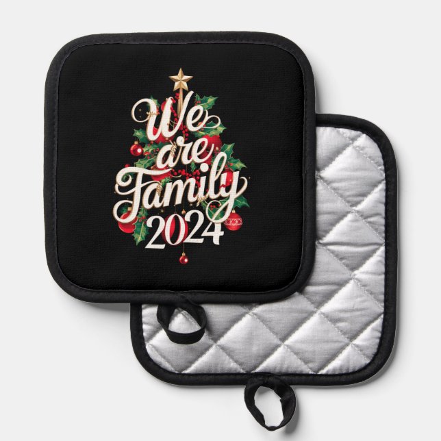 Wir sind Familie Weihnachten 2024 Matching Pajama Topflappen (Vorderseite/Rückseite)