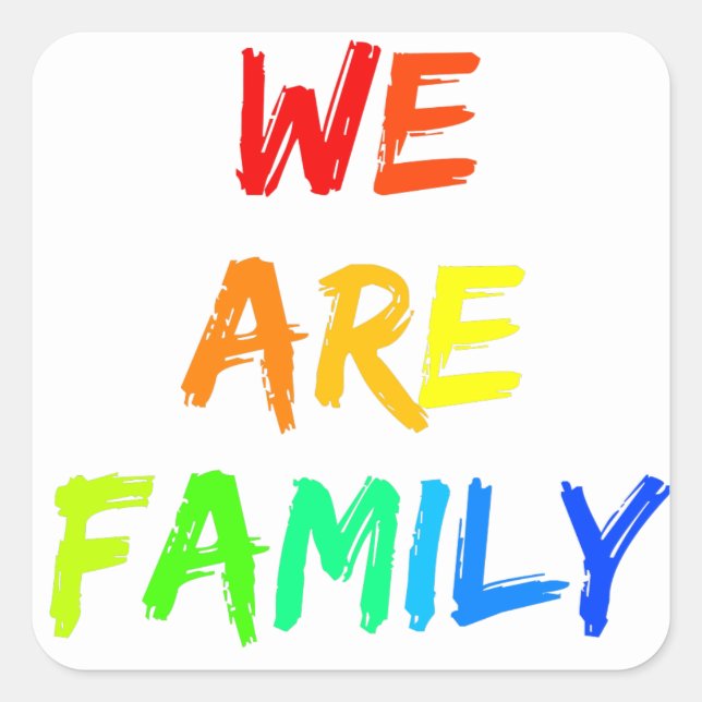 Wir sind Familienerregenbogen-Sonnenschein-Adoptio Quadratischer Aufkleber (Vorderseite)