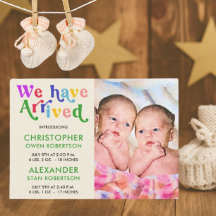 Wir sind Foto Twin Baby Birth angekommen Ankündigung