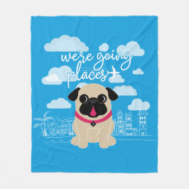 Wir sind gehender Platz-Reise-Mops Fleecedecke