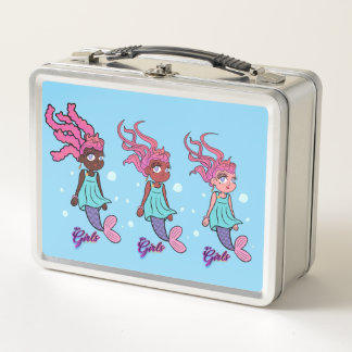 Wir sind Girls USA © Sammelfischschuppen-Lunchboxe Metall Brotdose