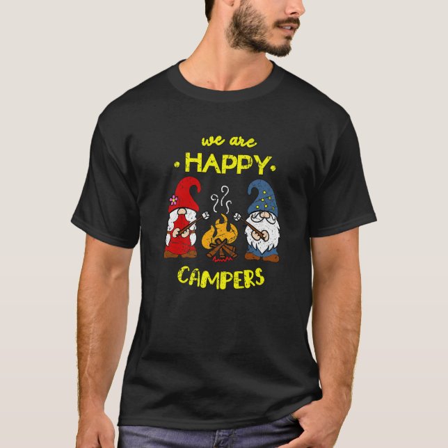 Wir sind glücklich Campers Gnomes Gnome Campfire C T-Shirt (Vorderseite)