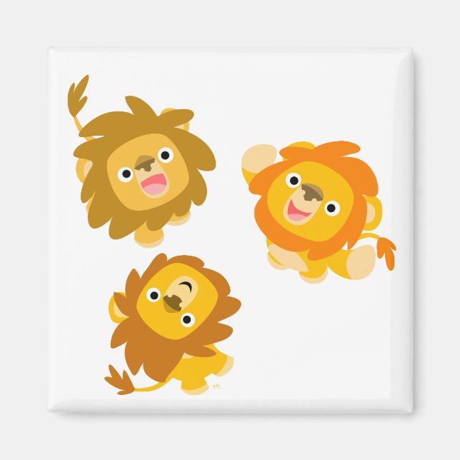"Wir sind hier!" Niedlicher Cartoon Lions Magnet (Vorne)