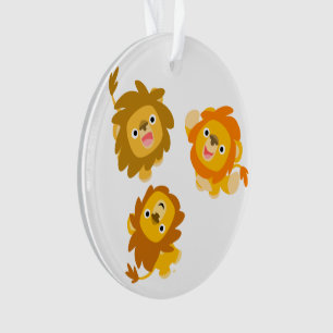 "Wir sind hier!!" Süße Cartoon-Löwen aus Acryl Ornament