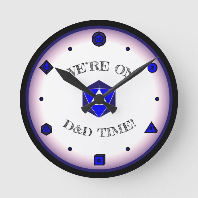 Wir sind in der D&D-Zeit - BLAU Runde Wanduhr (Vorderseite)