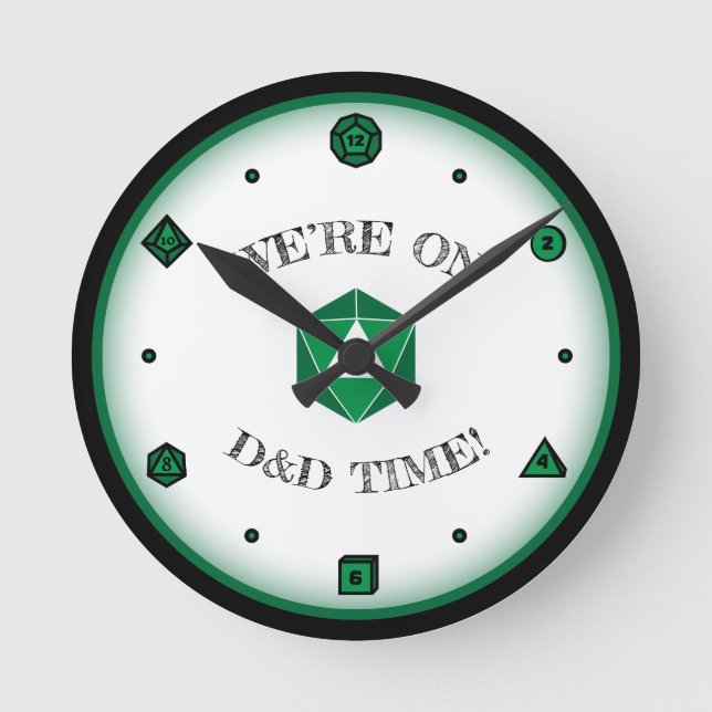 Wir sind in der D&D-Zeit - GREEN Runde Wanduhr (Vorderseite)