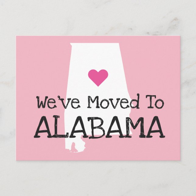 Wir sind nach Alabama-Rosa-Herz gezogen Postkarte (Vorderseite)