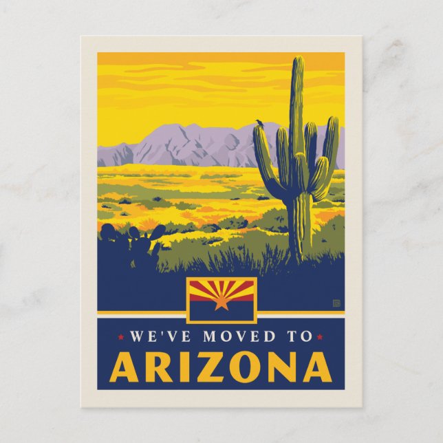 Wir sind nach Arizona gezogen Einladungspostkarte (Vorderseite)