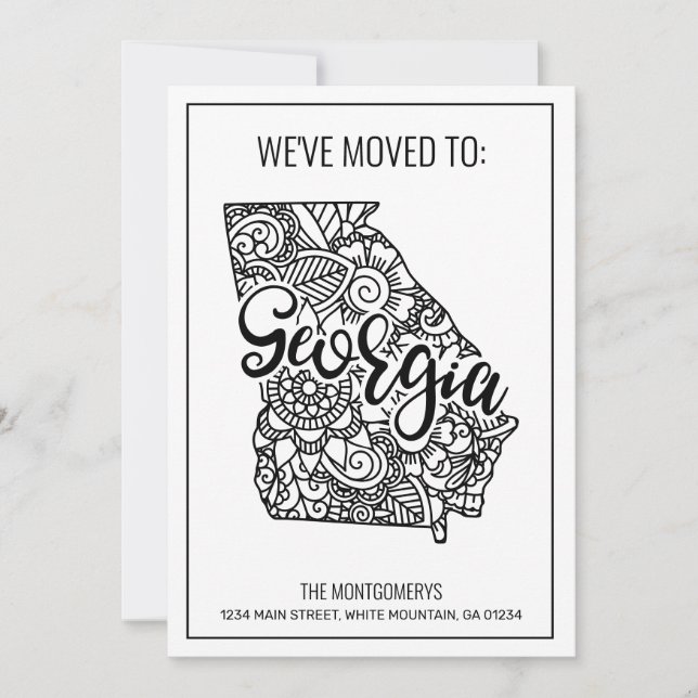 Wir sind nach Georgia Staat Floral Mandala Zuhause Ankündigung (Vorderseite)