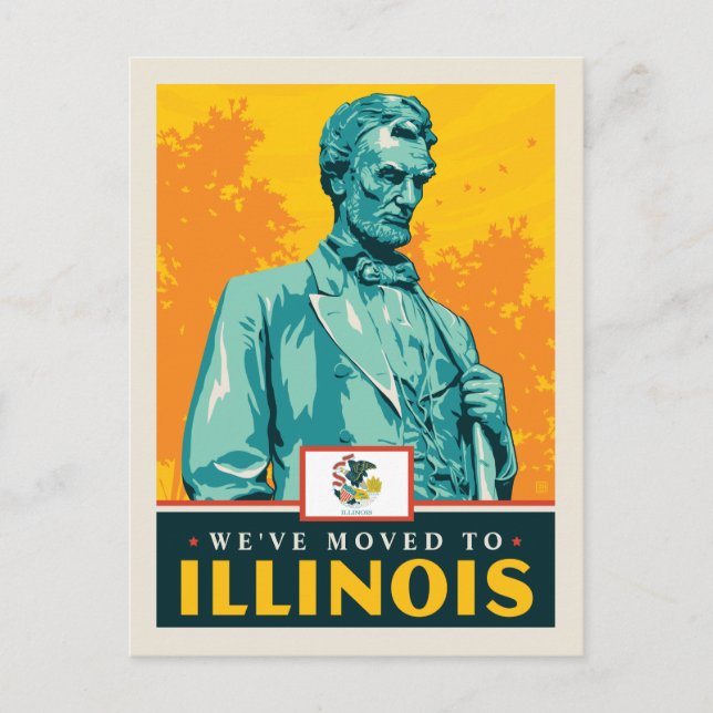 Wir sind nach Illinois gezogen Einladungspostkarte (Vorderseite)