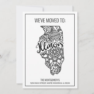 Wir sind nach Illinois Staat Floral Mandala Zuhaus Ankündigung