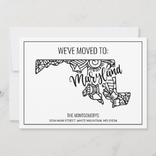 Wir sind nach Maryland Staat Floral Mandala Zuhaus Ankündigung