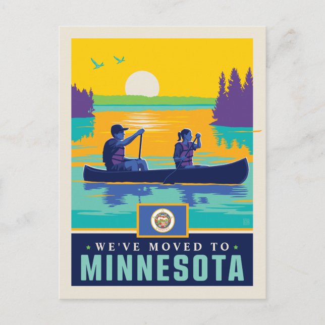 Wir sind nach Minnesota gezogen Einladungspostkarte (Vorderseite)