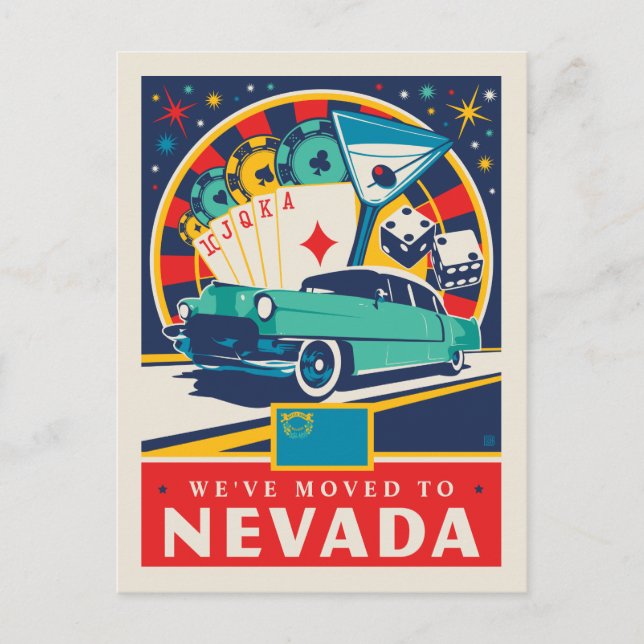 Wir sind nach Nevada gezogen Einladungspostkarte (Vorderseite)