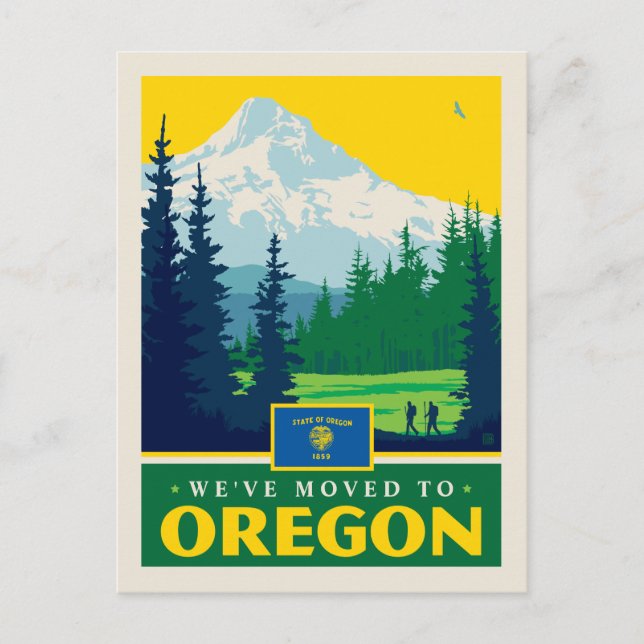 Wir sind nach Oregon gezogen Einladungspostkarte (Vorderseite)