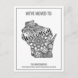 Wir sind nach Wisconsin Staat Floral Mandala überg Ankündigungspostkarte