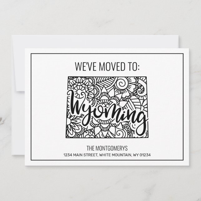 Wir sind nach Wyoming Staat Floral Mandala gezogen Ankündigung (Vorderseite)