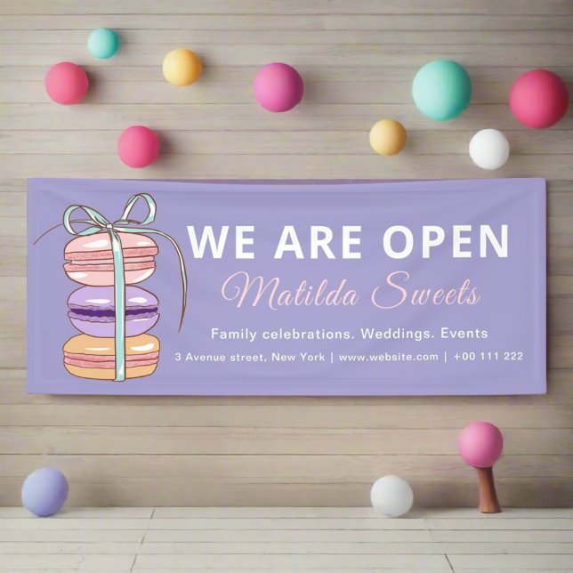 Wir sind Open Pastry Koch Macaroon Lila Business Banner (Von Creator hochgeladen)