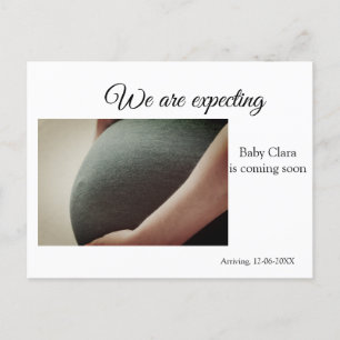 wir sind schwanger, geben Sie den Babynamen Datum  Postkarte