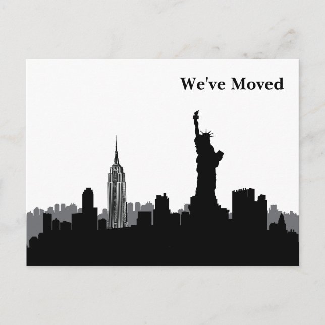 Wir sind Schwarz-weiß nach New York City Skyline g Ankündigungspostkarte (Vorderseite)