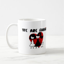 Wir sind schwule/lesbische Familie zwei Frauen und Kaffeetasse