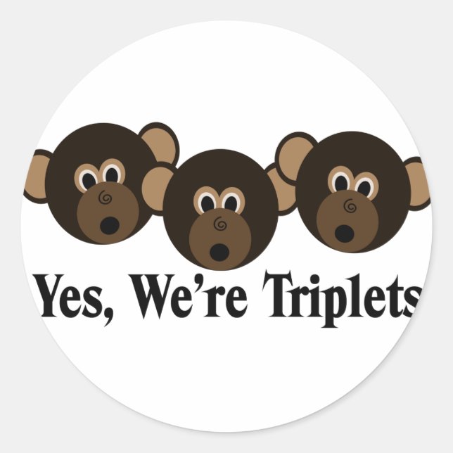 Wir sind Triplets-Affen Runder Aufkleber (Vorderseite)