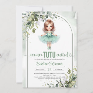 Wir sind tutu aufgeregt Tutu Grün und Gold Einladung