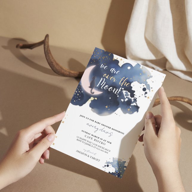 Wir sind über dem Mond, Babydusche blau Einladung (Von Creator hochgeladen)